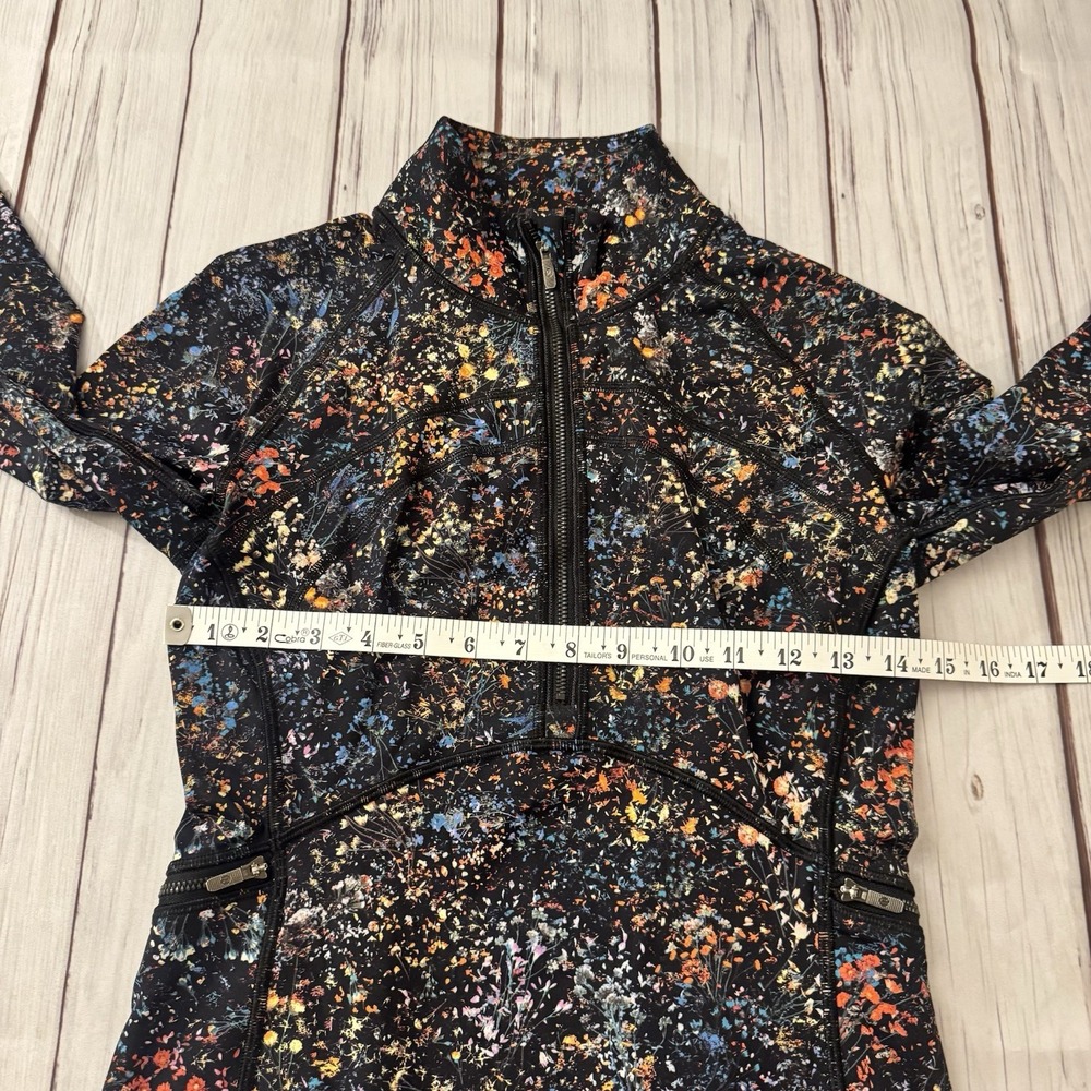 Lululemon Front Of The Pack 1/2 Zip Nulux Flowerescent Women's Size 6 Activewear - Picture 5 of 7